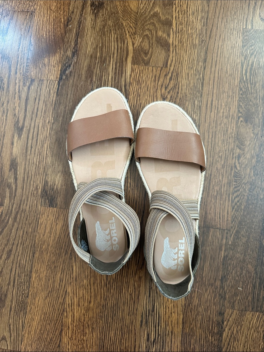 Sorel Women’s Brown Slide Sandals with Elastic Ankle Strap